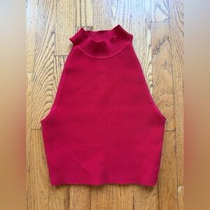 Aritzia Babaton Lipstick Red Ribbed Sleeveless Knit Top - Med